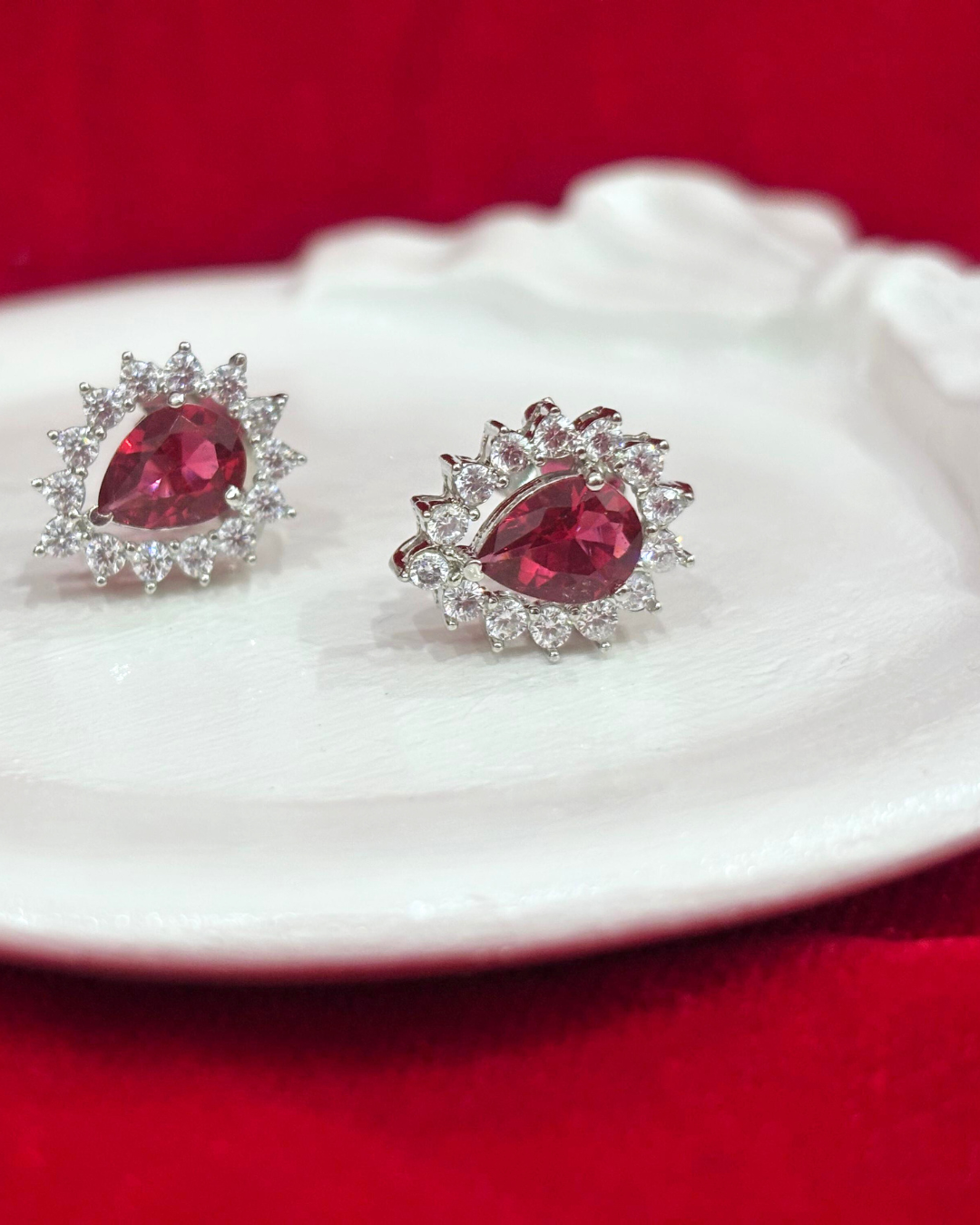 92.5 Pure Silver Ruby Necklace with Earrings