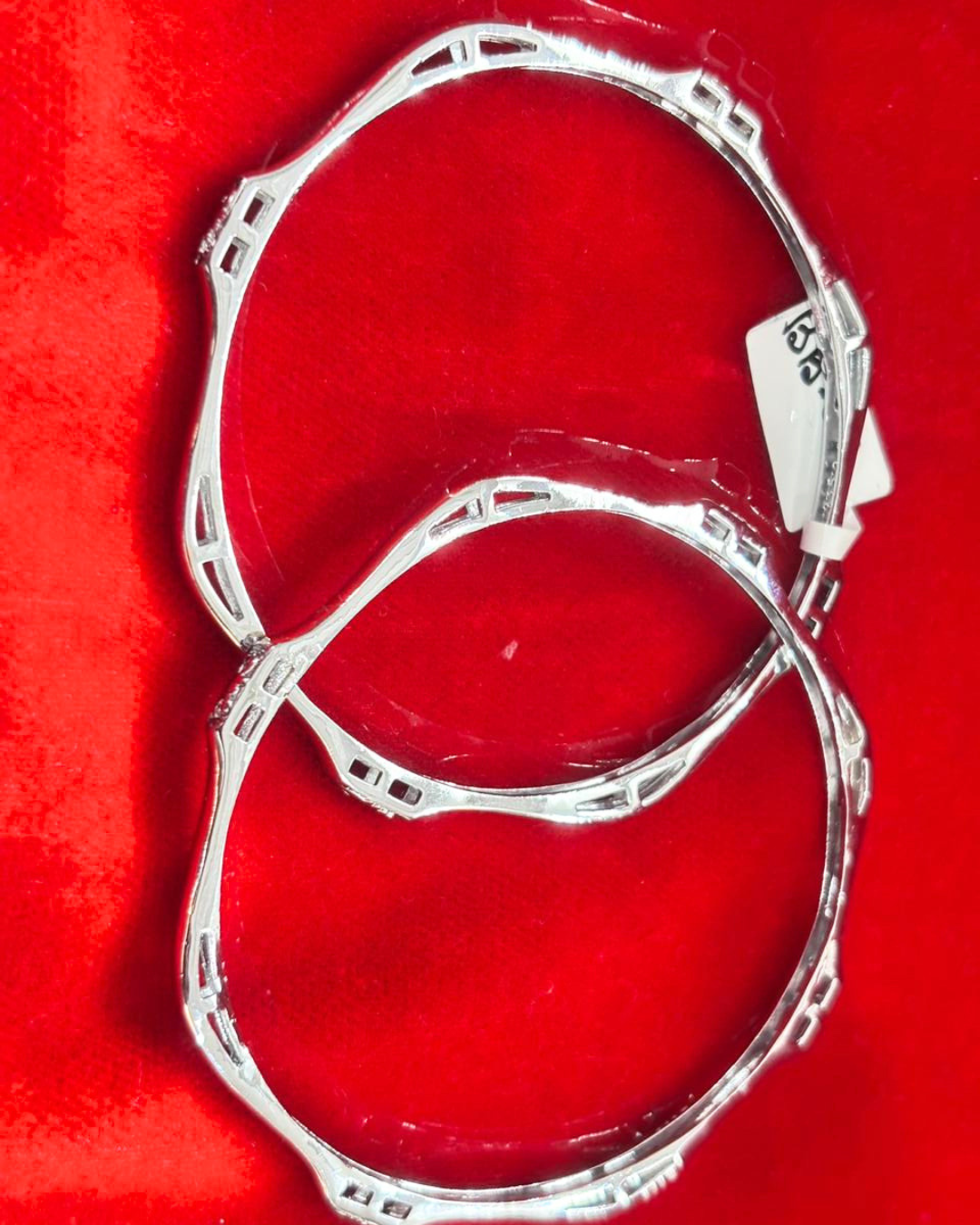 92.5 Pure Silver 2-tone Sleek Dailywear Round Bangles (2.6 size)