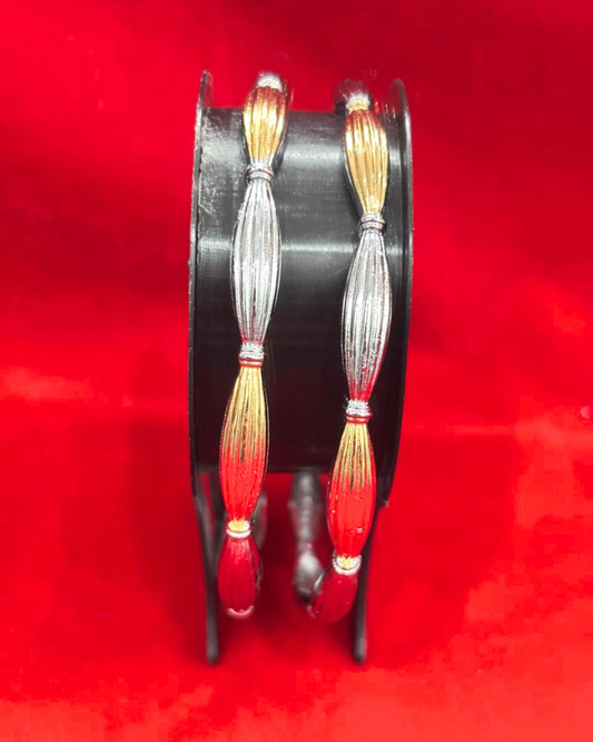 92.5 Pure Silver 2-tone Knot motif Dailywear Round Bangles (2.6 size)