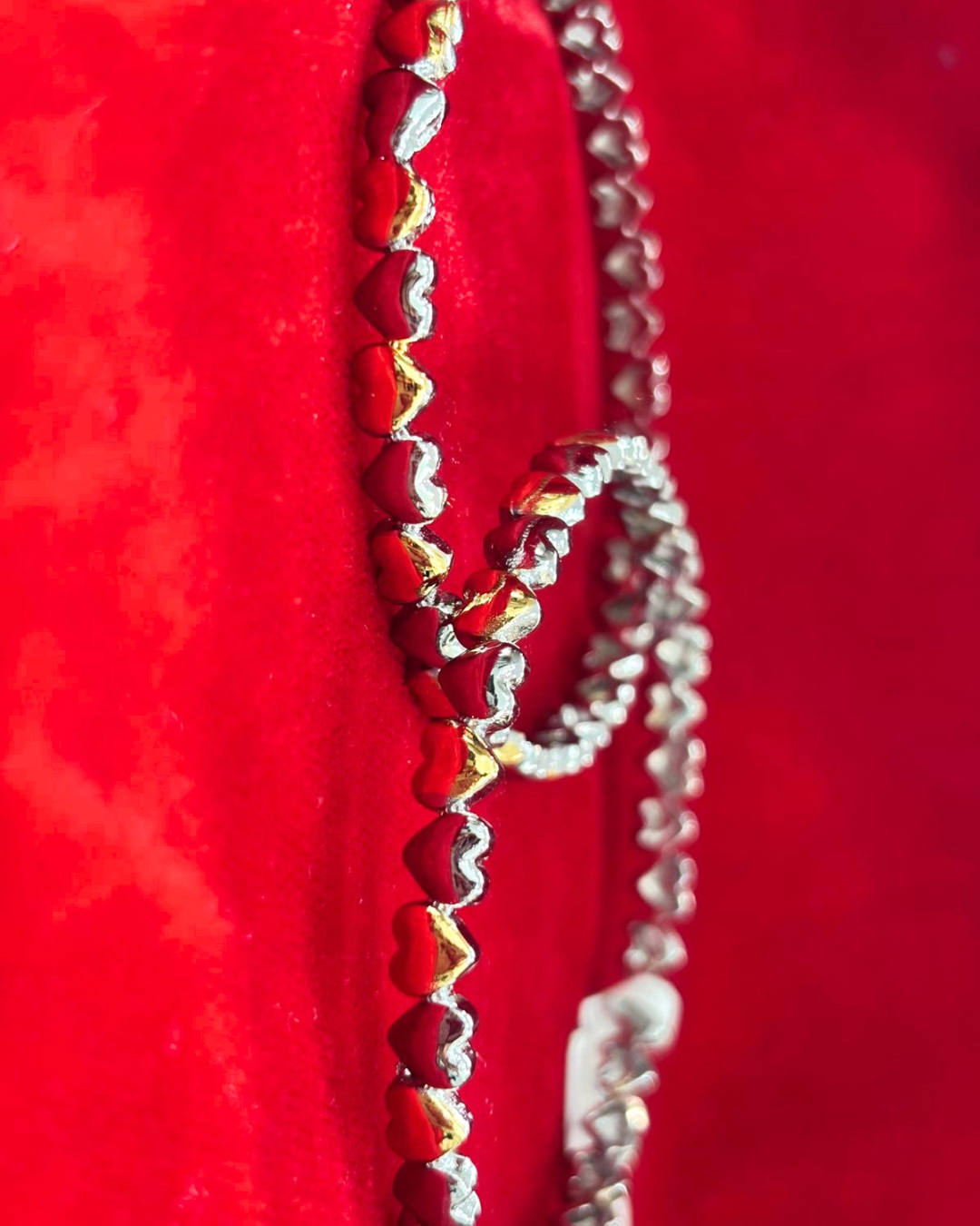 92.5 Pure Silver 2-tone Heart motif Dailywear Round Bangles (2.4 size)