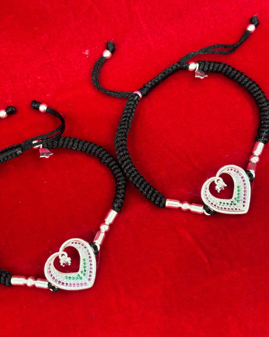 Real Silver Adjustable Heart Dhaga Dailywear Anklets (1 pair)