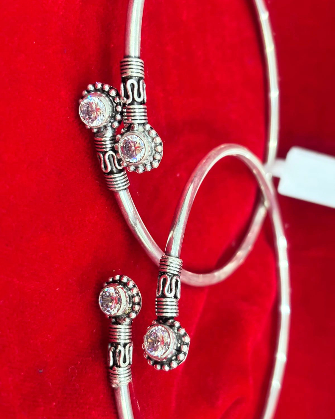 92.5 Pure Silver kada Anklets with 2 cut stones