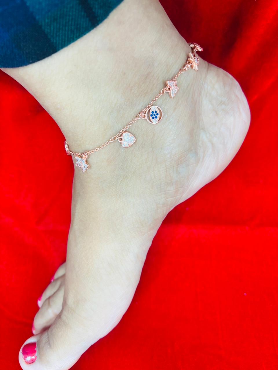 92.5 Pure Silver Openable Pandora Charms 2 in 1 Adjustable Rose Gold Bracelet cum Anklet Dual Locking System (1 piece) Design No. 1