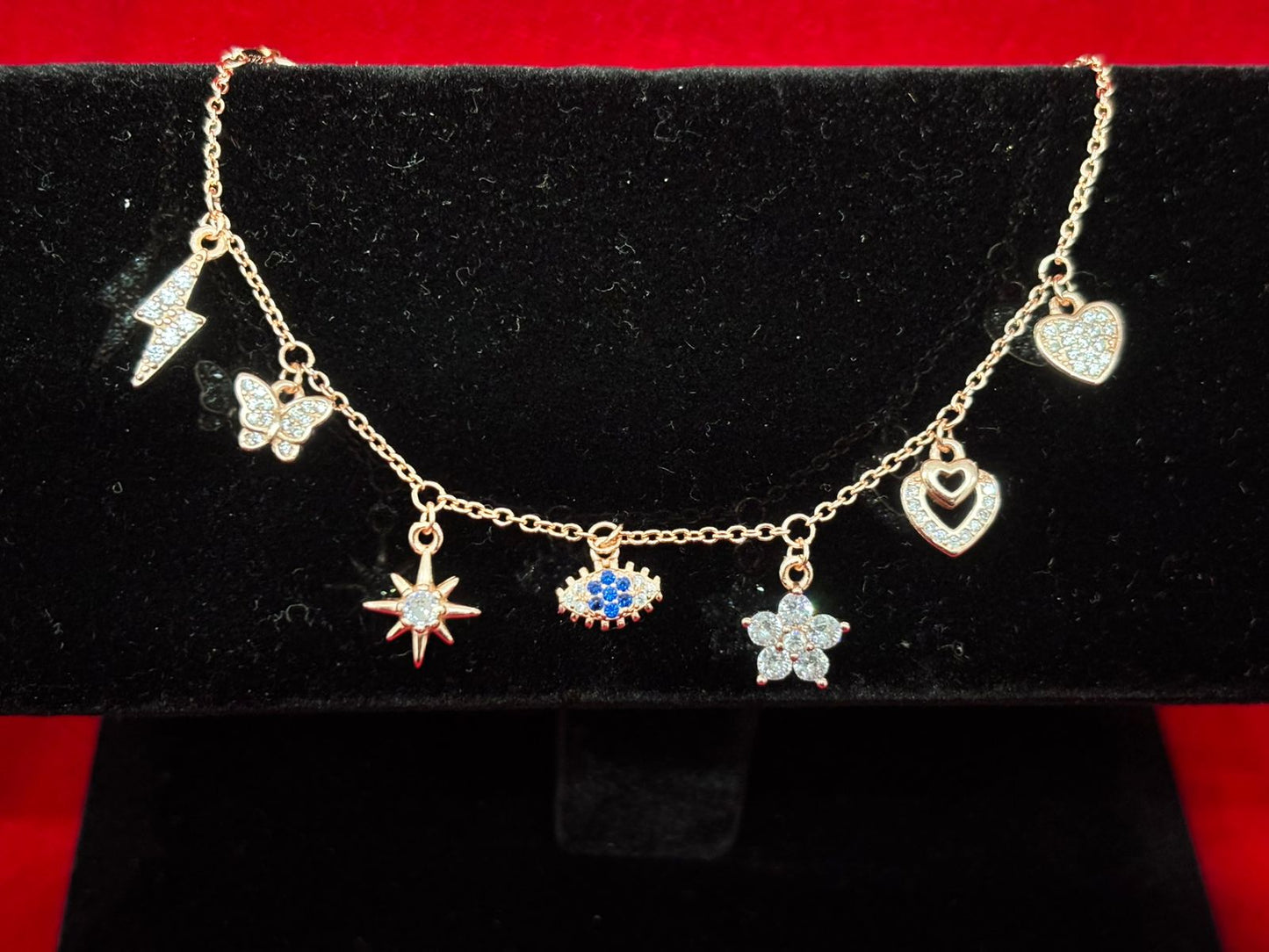 92.5 Pure Silver Openable Pandora Charms 2 in 1 Adjustable Rose Gold Bracelet cum Anklet Dual Locking System (1 piece) Design No. 4