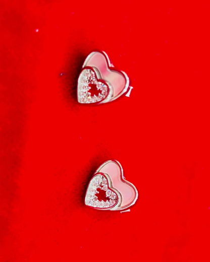 92.5 Pure Silver MoP Heart Pendent set with Earrings (chain not included)