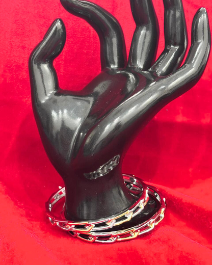 92.5 Pure Silver 2-tone Square motif Dailywear Round Bangles (2.4 size)