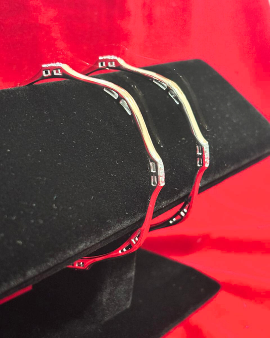 92.5 Pure Silver 2-tone Sleek Dailywear Round Bangles (2.6 size)