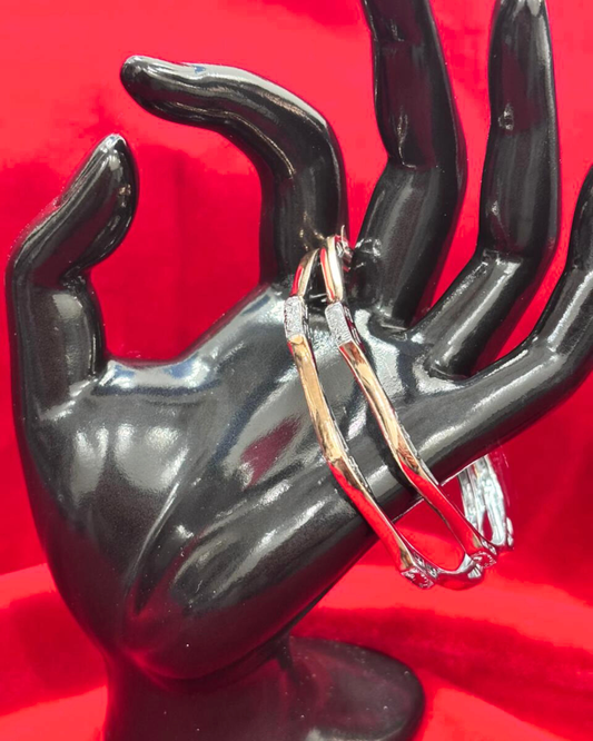 92.5 Pure Silver 2-tone Sleek Dailywear Round Bangles (2.6 size)