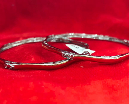 92.5 Pure Silver 2-tone Sleek Dailywear Round Bangles (2.6 size)