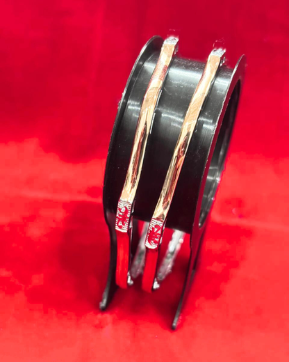 92.5 Pure Silver 2-tone Sleek Dailywear Round Bangles (2.6 size)