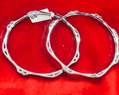 92.5 Pure Silver 2-tone Sleek Dailywear Round Bangles (2.6 size)