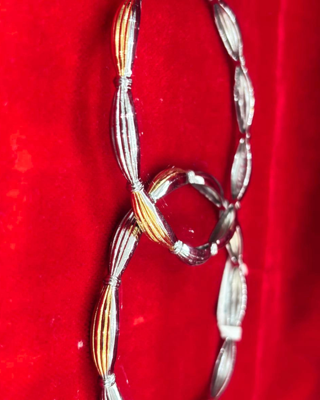 92.5 Pure Silver 2-tone Knot motif Dailywear Round Bangles (2.6 size)