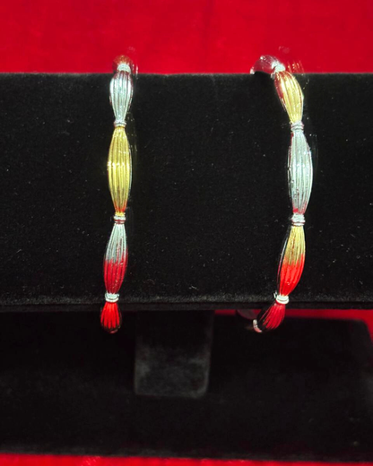 92.5 Pure Silver 2-tone Knot motif Dailywear Round Bangles (2.6 size)