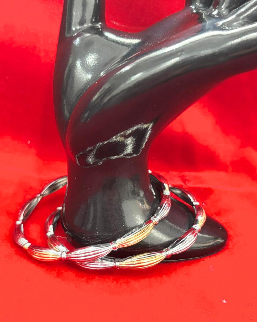 92.5 Pure Silver 2-tone Knot motif Dailywear Round Bangles (2.6 size)