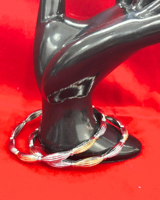 92.5 Pure Silver 2-tone Knot motif Dailywear Round Bangles (2.4 size)