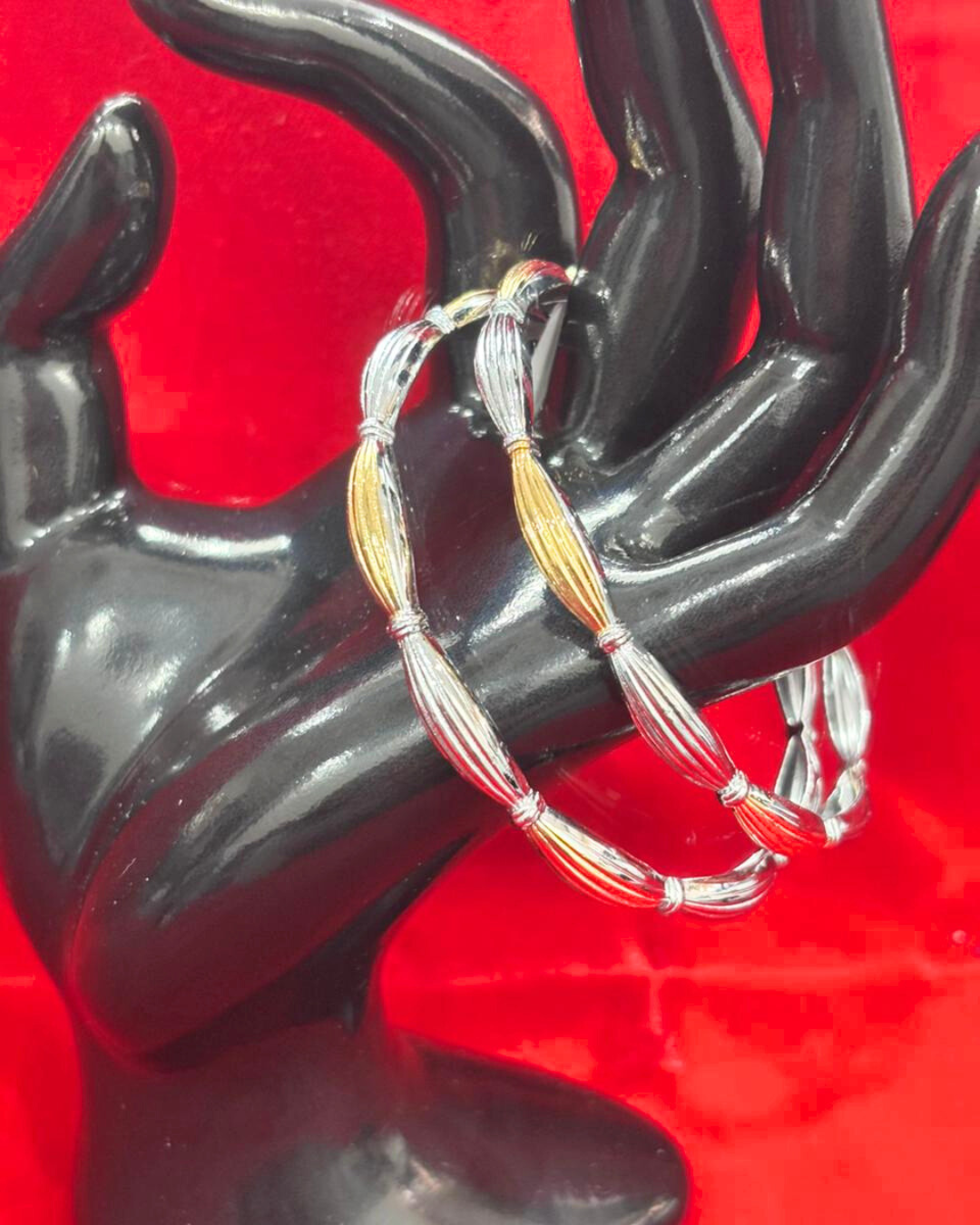 92.5 Pure Silver 2-tone Knot motif Dailywear Round Bangles (2.6 size)