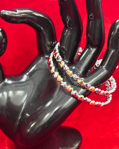 92.5 Pure Silver 2-tone Heart motif Dailywear Round Bangles (2.4 size)