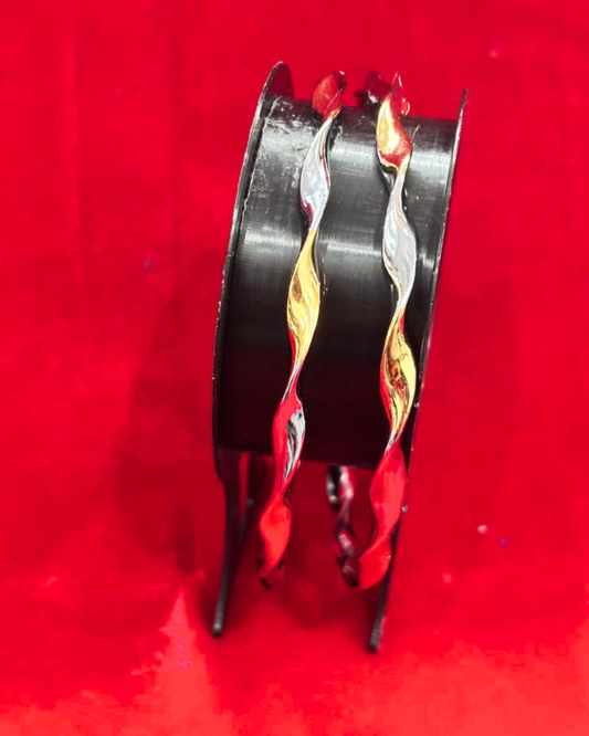 92.5 Pure Silver 2-tone Spiral Dailywear Round Bangles (2.4 size)