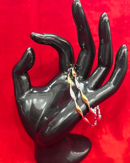 92.5 Pure Silver 2-tone Spiral Dailywear Round Bangles (2.4 size)