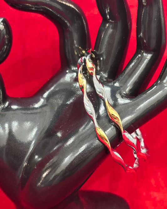 92.5 Pure Silver 2-tone Spiral Dailywear Round Bangles (2.4 size)