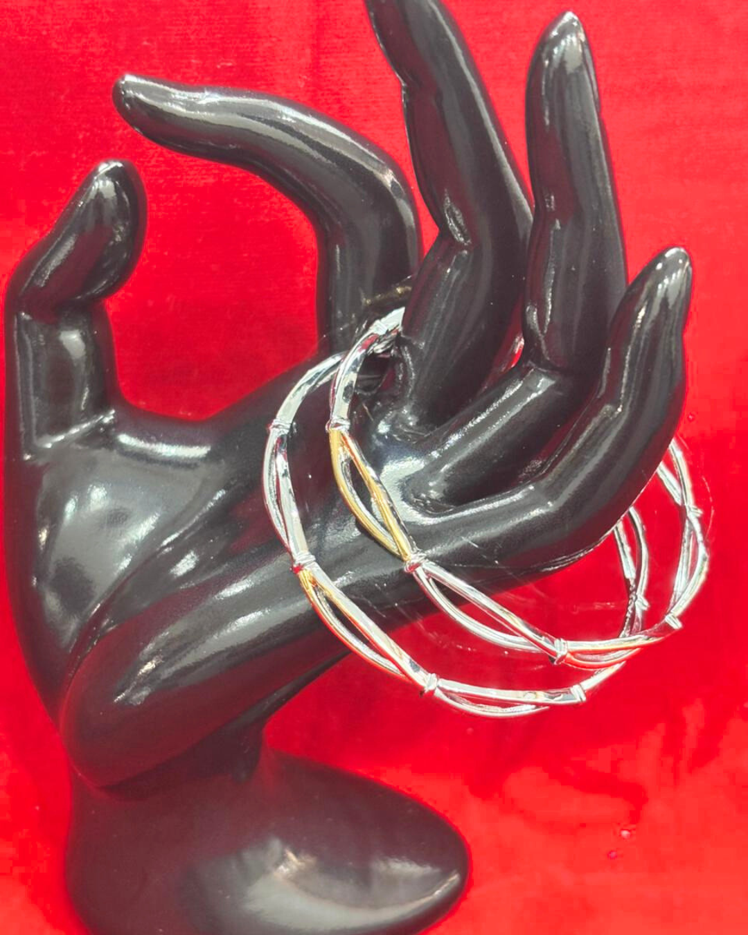 92.5 Pure Silver 2-tone Infinity Dailywear Round Bangles (2.6 size)