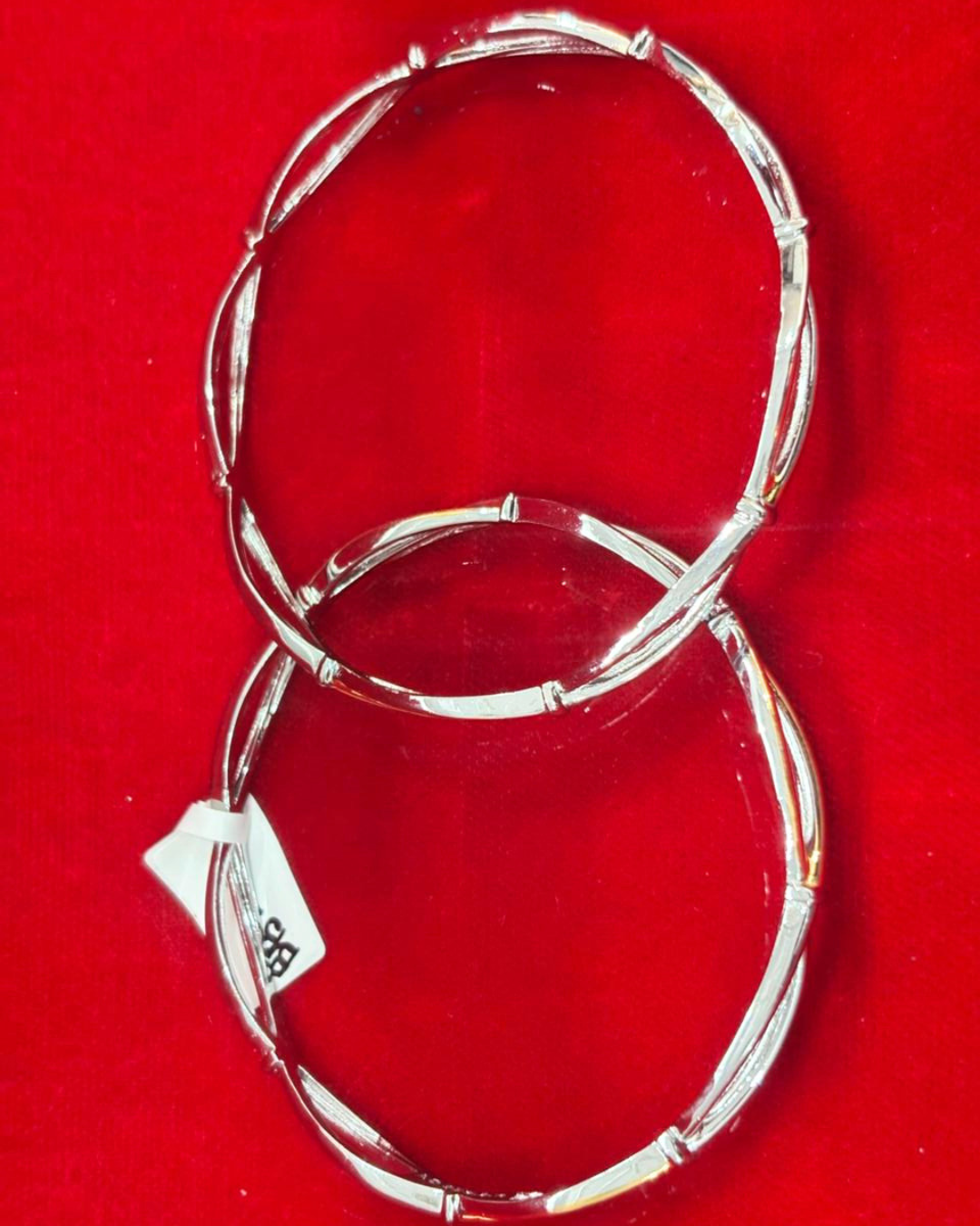 92.5 Pure Silver 2-tone Infinity Dailywear Round Bangles (2.6 size)