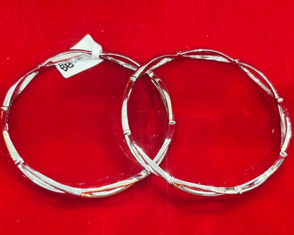 92.5 Pure Silver 2-tone Infinity Dailywear Round Bangles (2.6 size)