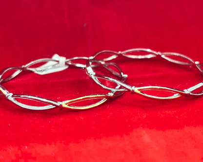 92.5 Pure Silver 2-tone Infinity Dailywear Round Bangles (2.6 size)