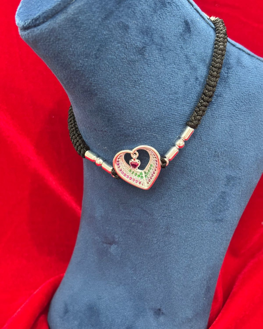 Real Silver Adjustable Heart Dhaga Dailywear Anklets (1 pair)