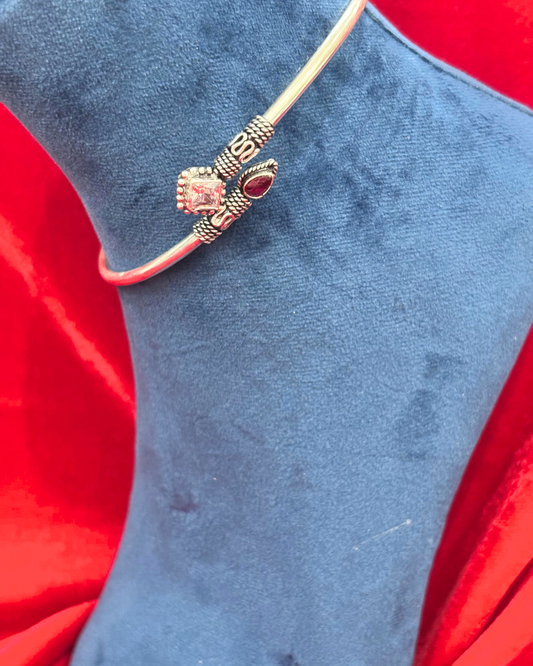 92.5 Pure Silver kada Anklets with Multi-coloured cut stones