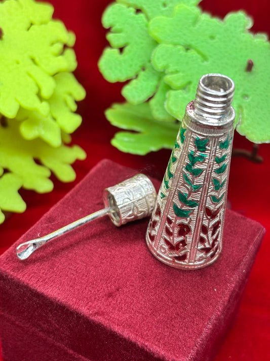 Silver Kumkum / Sindoor Dibbi with Stick - Assorted colour & designs