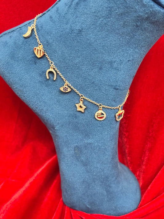 92.5 Pure Silver Openable Pandora Charms 2 in 1 Adjustable Rose Gold Bracelet cum Anklet Dual Locking System (1 piece) Design No. 3