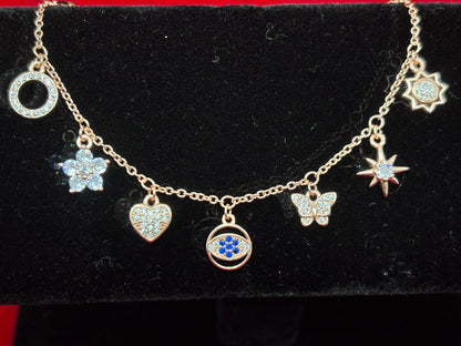 92.5 Pure Silver Openable Pandora Charms 2 in 1 Adjustable Rose Gold Bracelet cum Anklet Dual Locking System (1 piece) Design No. 1