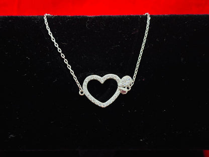 92.5 Pure Silver Adjustable Big Heart Lightweight Chain Bracelet (Design No.7)