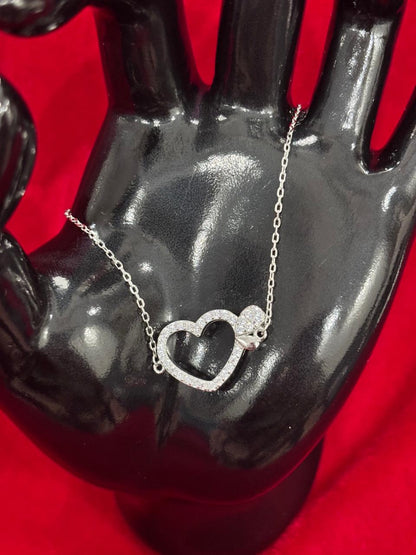 92.5 Pure Silver Adjustable Big Heart Lightweight Chain Bracelet (Design No.7)