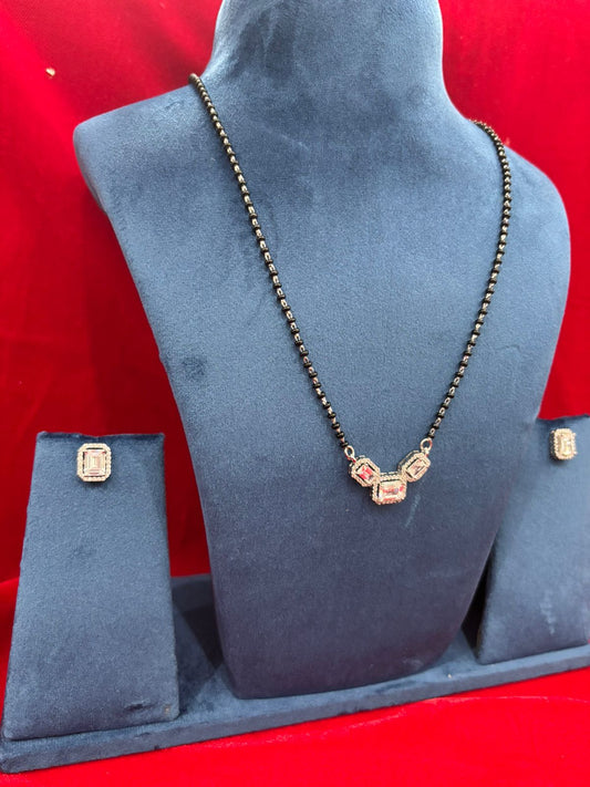 92.5 Real Silver Triple Square Solitaire Mangalsutra