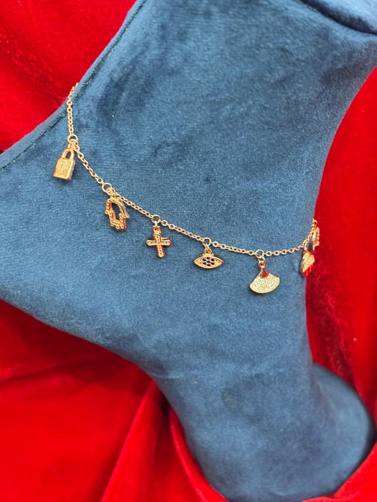 92.5 Pure Silver Openable Pandora Charms 2 in 1 Adjustable Rose Gold Bracelet cum Anklet Dual Locking System (1 piece) Design No. 2